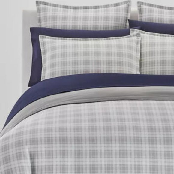 Ralph Lauren Queen Flannel Sheet Set Gray Plaid Ulster 4 Pc Extra Deep Fitted - Picture 1 of 10